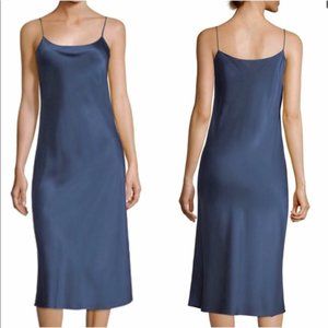 Theory Telson Navy Silk Slip Dress Size 8